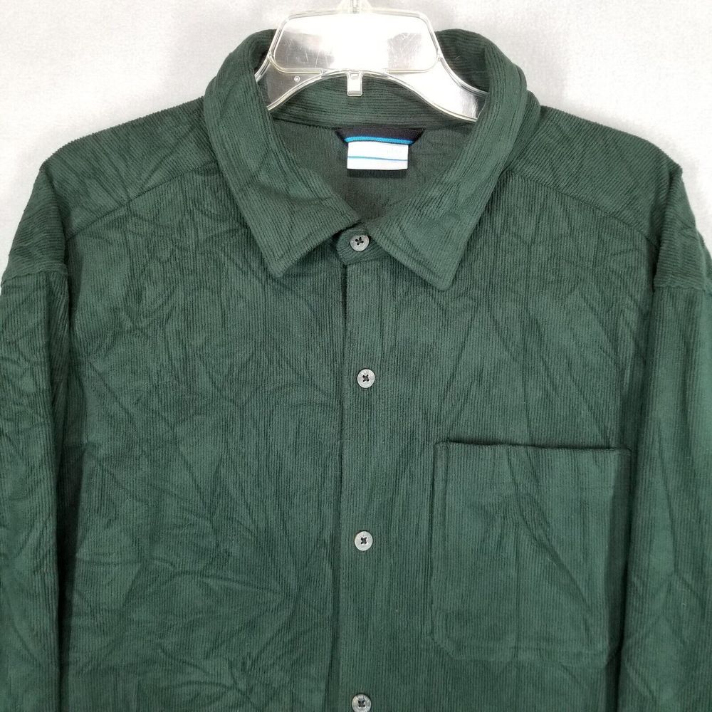 Columbia Men's 2XL Shirt Corduroy Casual Green Pocket Polyester Workwear Warm - Picture 2 of 10